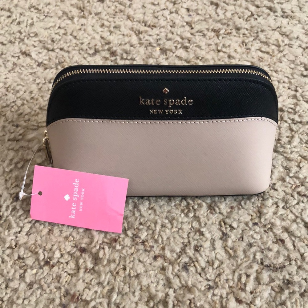 Kate Spade, small cosmetic case K6756 beige/black NWT